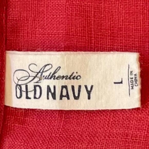 VTG Old Navy Red Linen Long Sleeve Boho Embroidered V-Neck Tunic/Cover-Up Size L - Picture 9 of 14